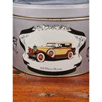 Vintage Classic Car Cookie Tin Empty Round Metal Motorcars from the Classic Era