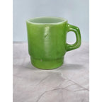 Vintage Anchor Hocking Green Stackable Mug Oven-Proof Glass 3.5"