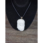 Vintage Buffalo Bone Carved Woman Pendant Necklace 2.5 x 1 Inch