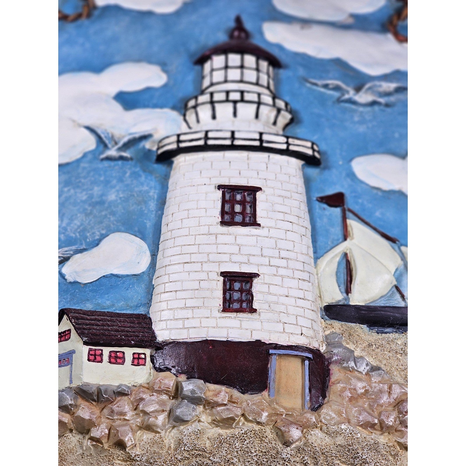 Ganz 3D Lighthouse Coastal Wall Decor – Nautical Beach Hanging Art 12.5"