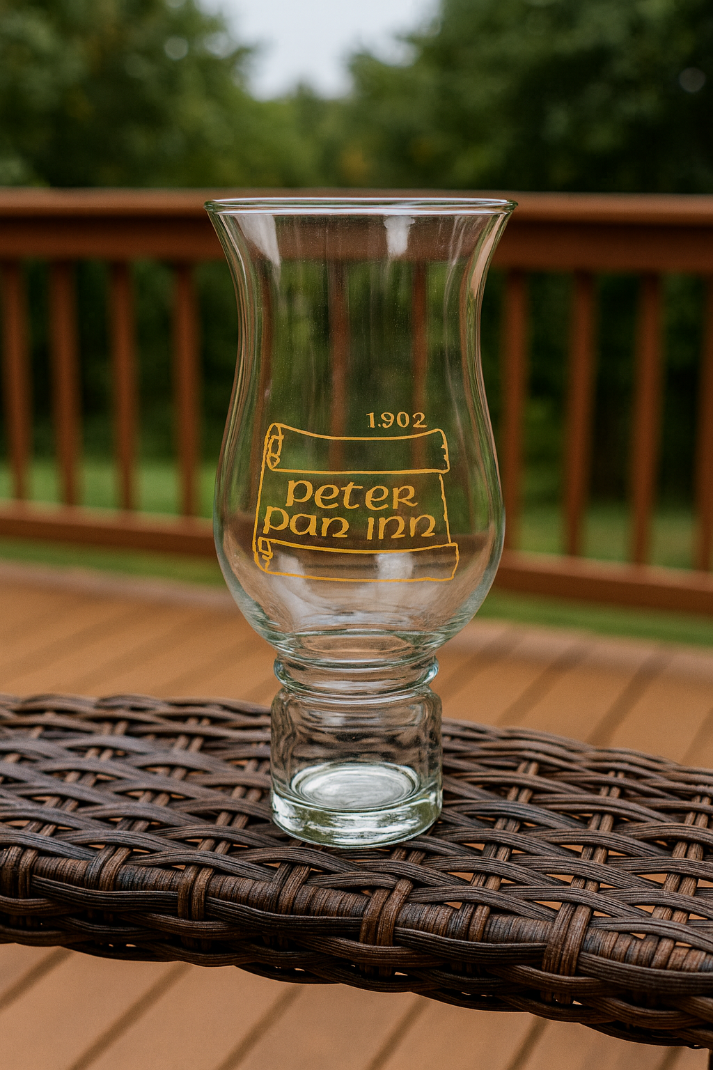 Peter Pan Inn 1984 Commemorative Hurricane Glass Vintage Collectible