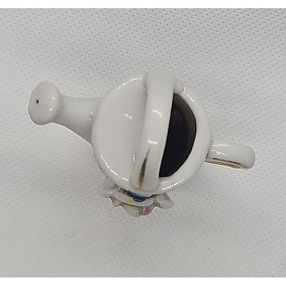 Miniature Vintage Porcelain Watering Can Figurine Roses Gold Trim Japan 2″