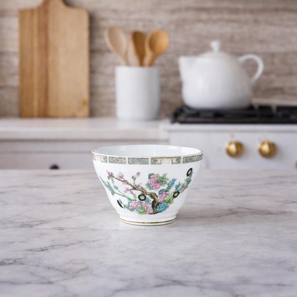 Vintage Regency English Bone China Floral Bowl | Chinoiserie Style