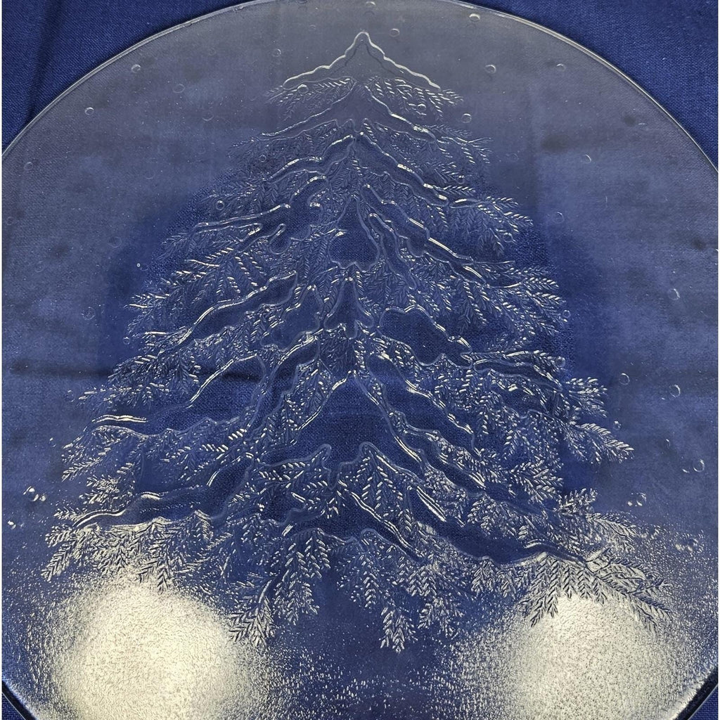 Vintage Crystal Christmas Tree Platter 12.75" Italy Holiday Serving Tray