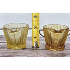 Vintage Hazel Atlas Mini Glass Coal Bucket Set of 2 Toothpick Holders