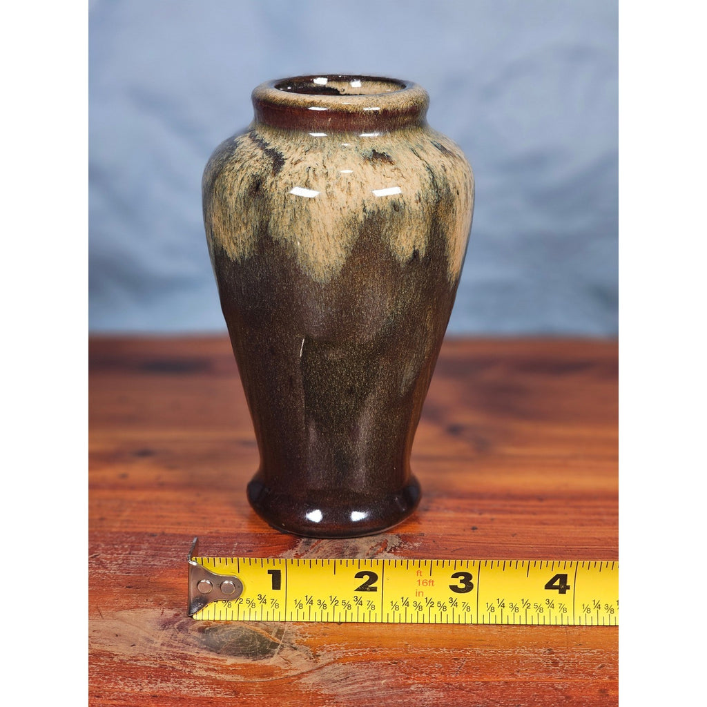 Small Drip Glaze Ceramic Vase Earth Tones Decorative Accent Piece