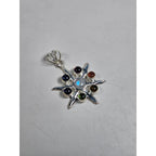 Vintage Sterling Silver Multistone Starburst Pendant .925 No Chain
