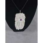 Vintage Carved Horse & Female Pendant Necklace Purple Stone