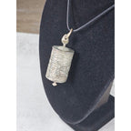 Vintage Asian Prayer Wheel Pendant Necklace Cylinder Scroll Charm