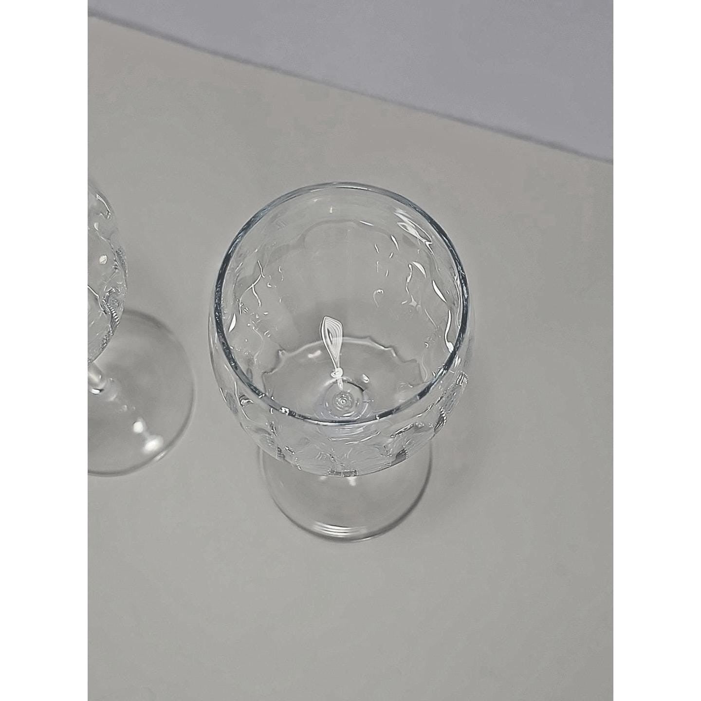 Set of 2 Vintage Ribbed Crystal Fantasy Water Glasses Optic Goblets