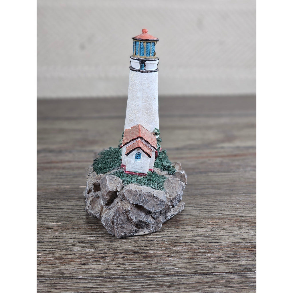 Miniature Lighthouse Figurine Hollow Resin Coastal Decor 4 Inch Nautical