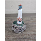 Miniature Lighthouse Figurine Hollow Resin Coastal Decor 4 Inch Nautical