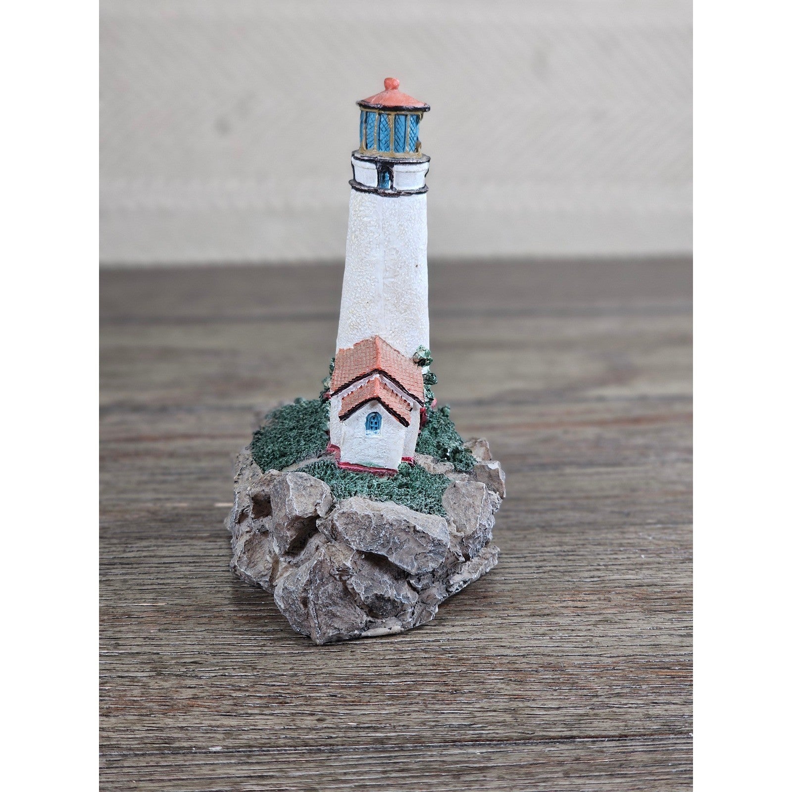 Miniature Lighthouse Figurine Hollow Resin Coastal Decor 4 Inch Nautical