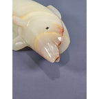 Hand Carved Onyx Dolphin Figurine Natural Stone Dolphin Statue Ocean Decor
