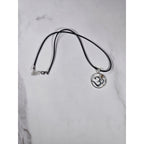 Vintage Sterling Silver Om Pendant Necklace with Amber Stone