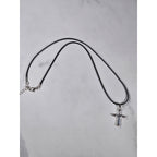 Vintage Sterling Silver Cross Necklace with CZ Stones Pendant