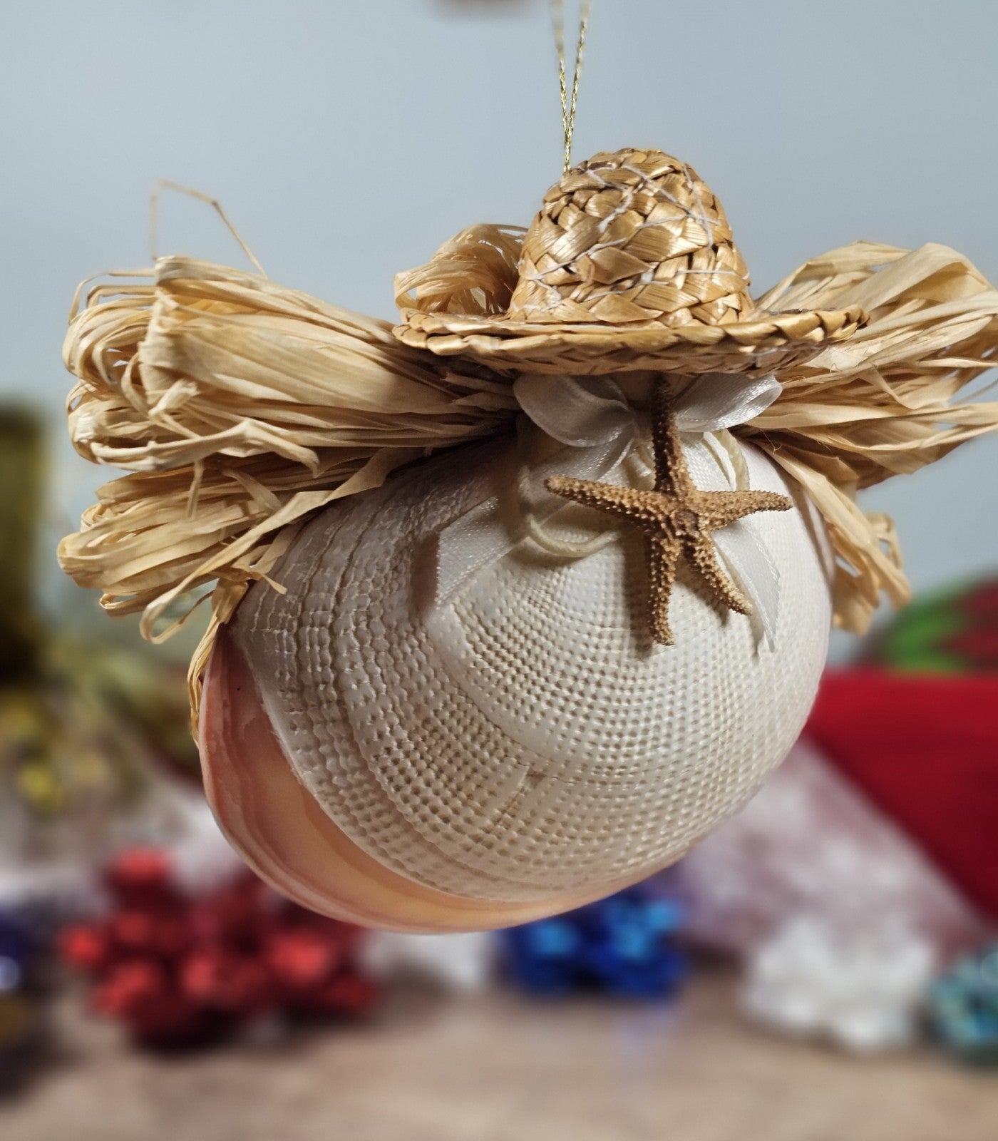 3x4 Sea Shell Angel Ornament with Starfish ~ Coastal Beach Christmas Decor