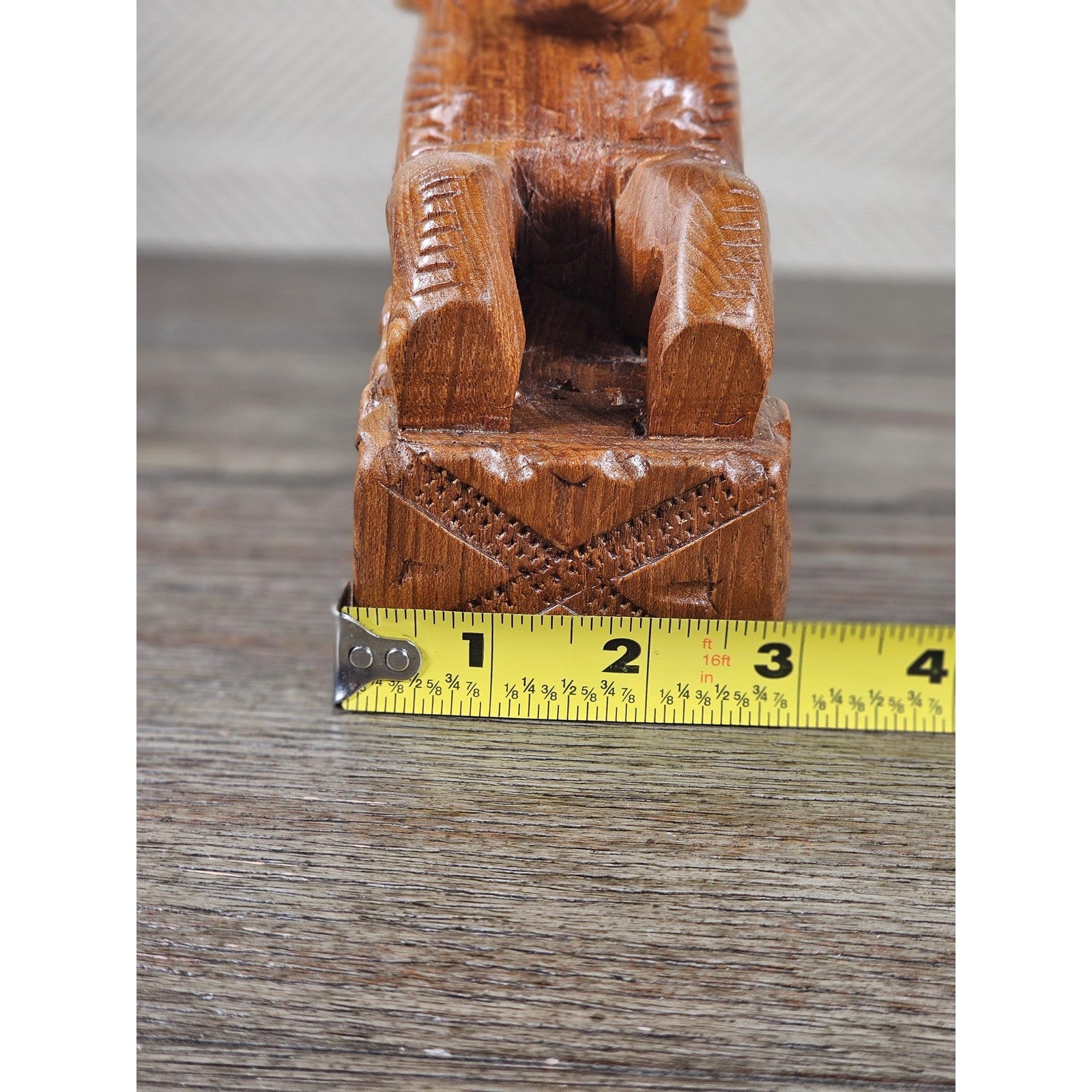Vintage Teak Wood Elephant Bookend Hand Carved Decor
