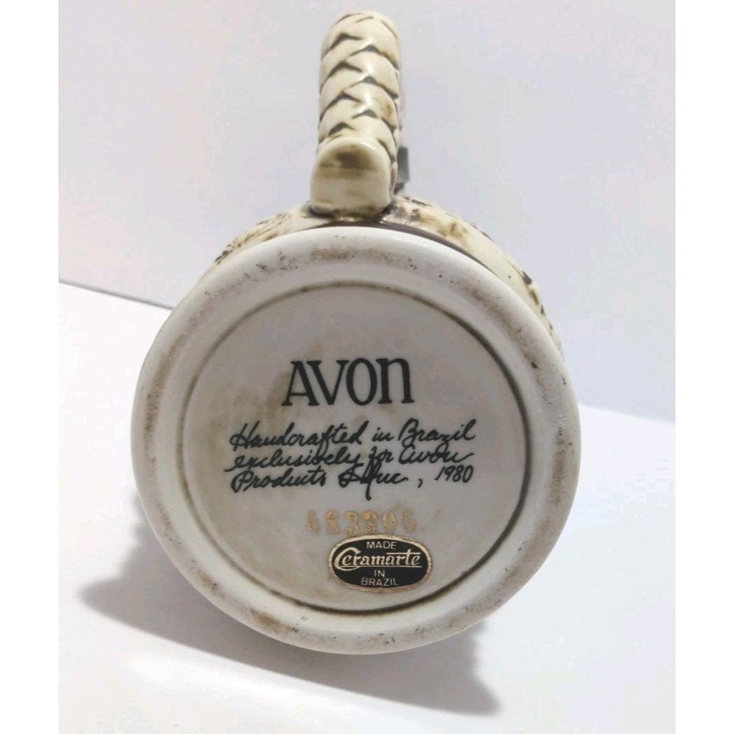 Avon 1980  Western Round Up Stein Pewter Lid Ceramarte