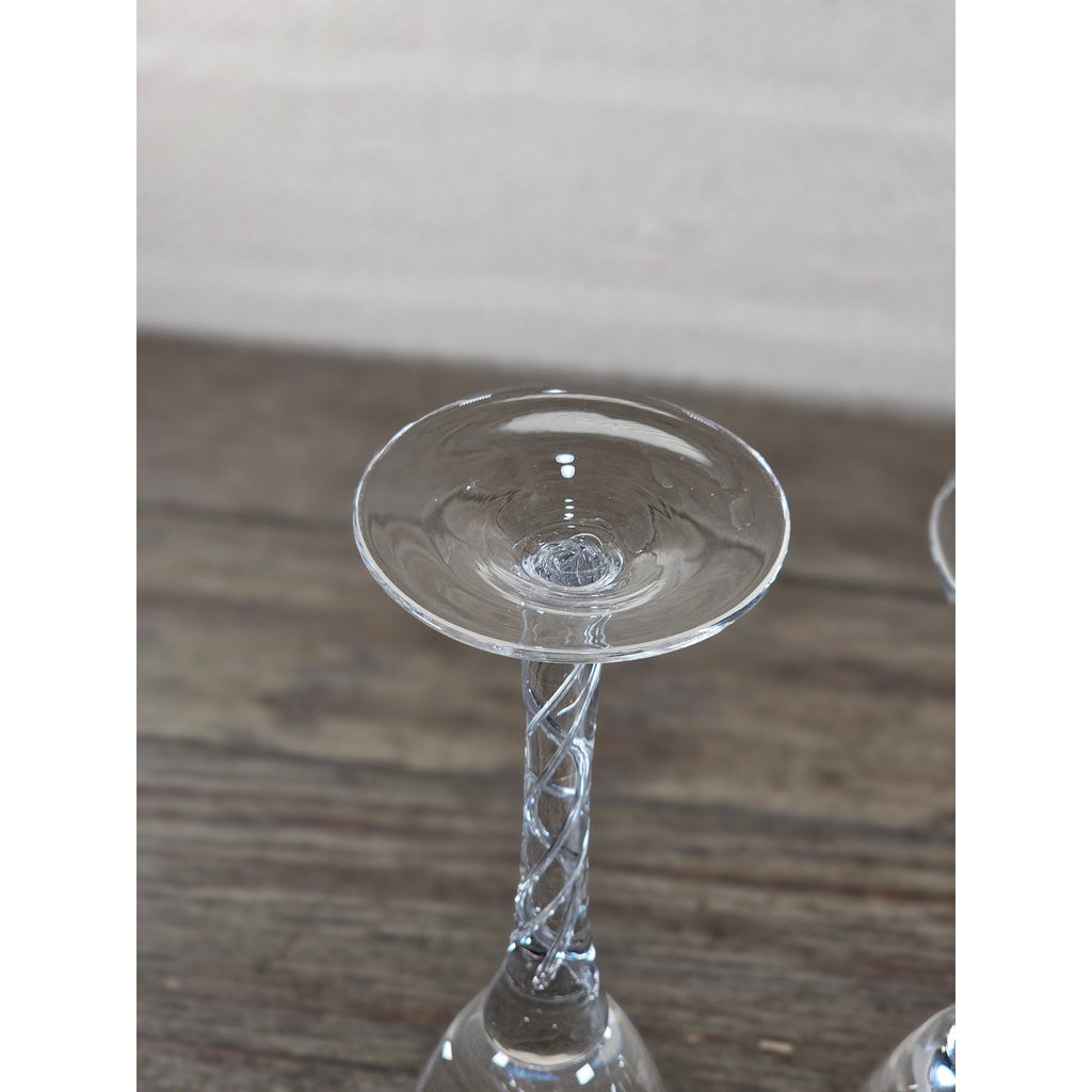 Vintage Clear Crystal Champagne Flutes Set of 2 Twisted Stem