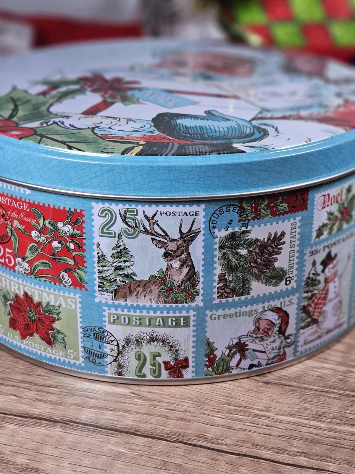 Santa Design Christmas Cookie Gift Tin 8"x5.5" Holiday Collectible Decor