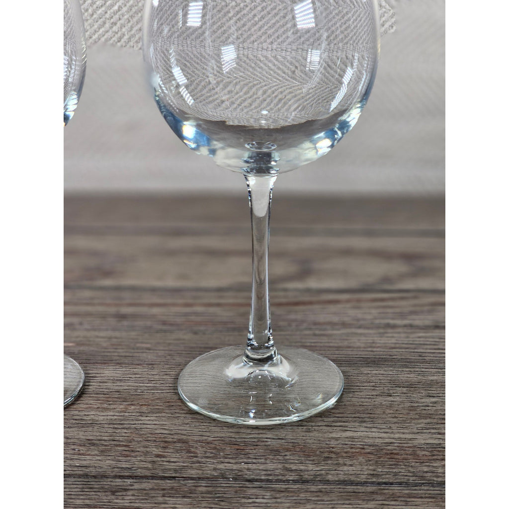 Vintage Clear Bowl Wine Glasses Set of 2 Stemware 8.5" Tall