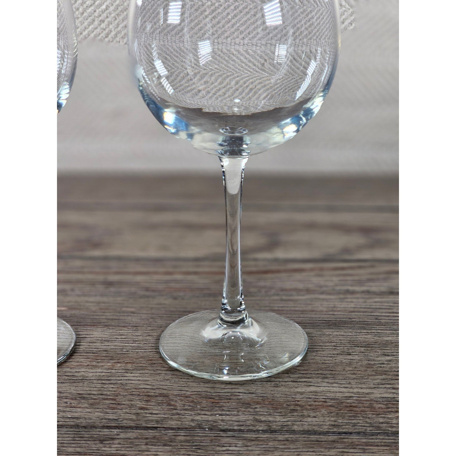 Vintage Clear Bowl Wine Glasses Set of 2 Stemware 8.5" Tall