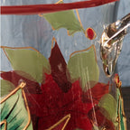 Vintage Poinsettia Glass Pitcher 72 oz Hand Painted Crackle Glass