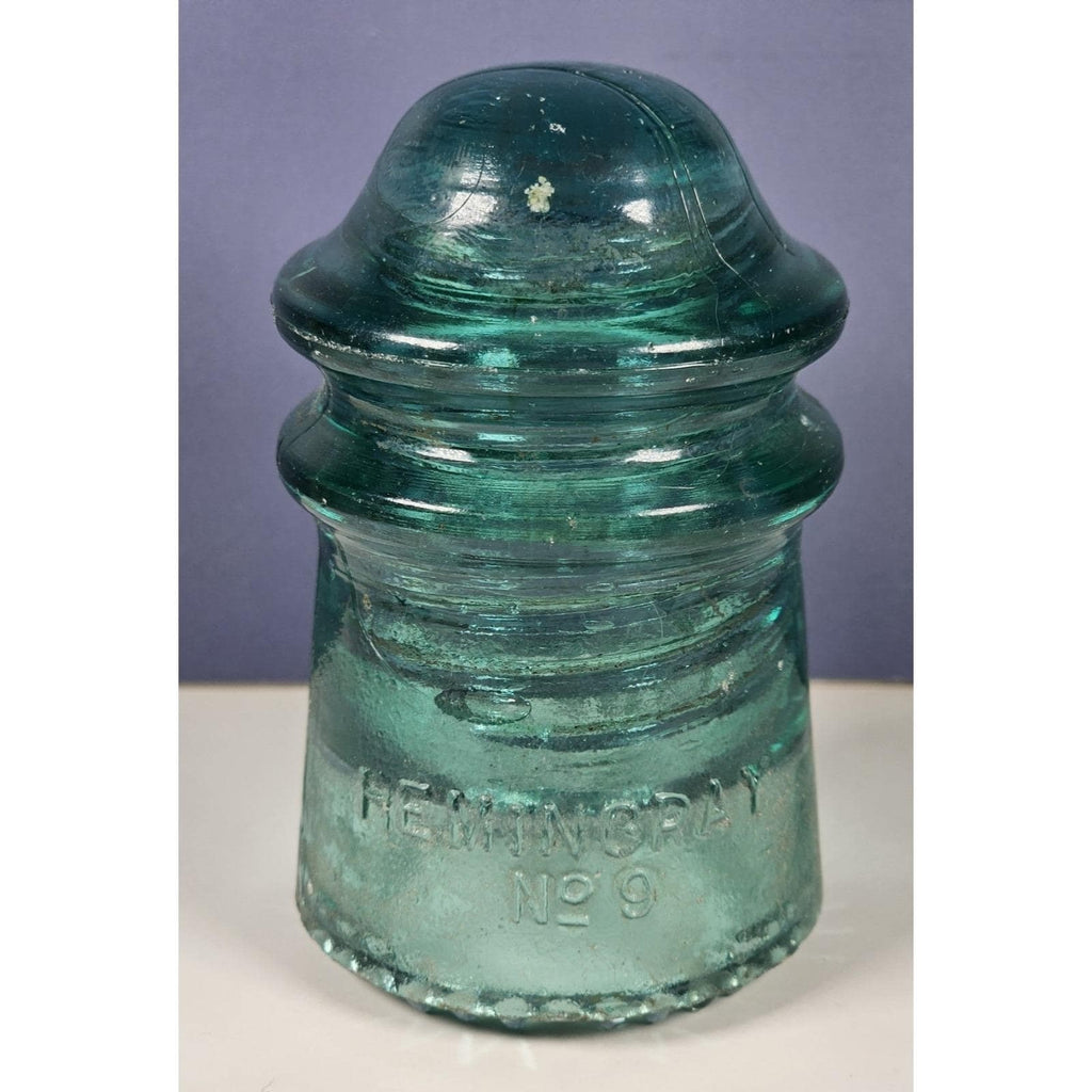 Vintage Hemingray No 9 Blue Glass Insulator May 2 1893