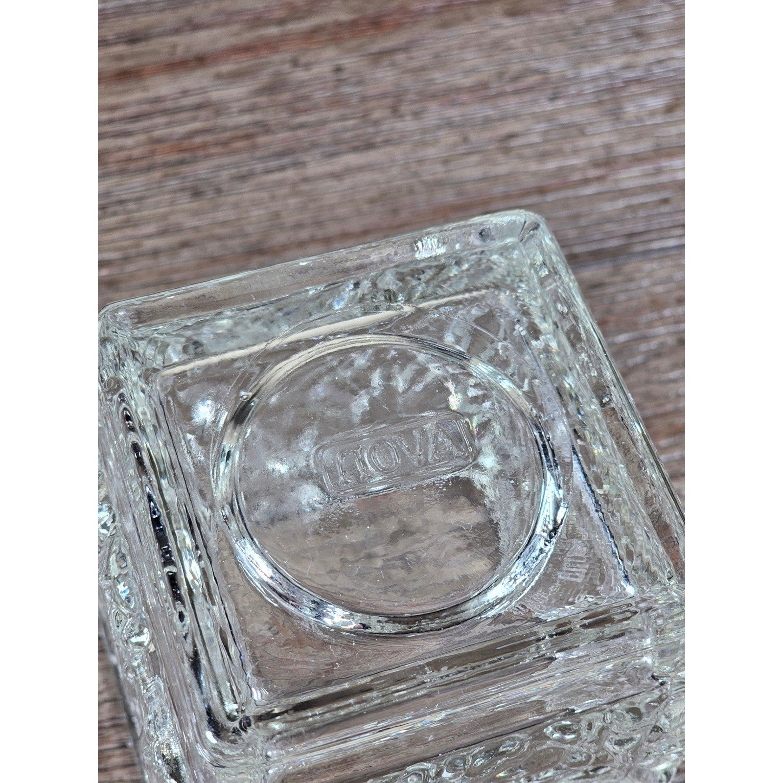 Vintage Avon Clear Pressed Glass Square Votive Candle Holder