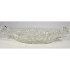 Cut Glass Candy Dish Starburst Pattern Handled Vintage