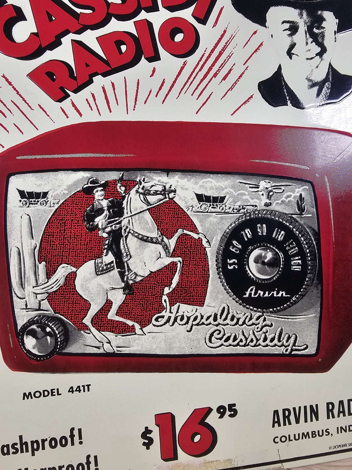 Hopalong Cassidy Radio Tin Sign 9 × 12 Vintage Arvin Radios Wall Decor