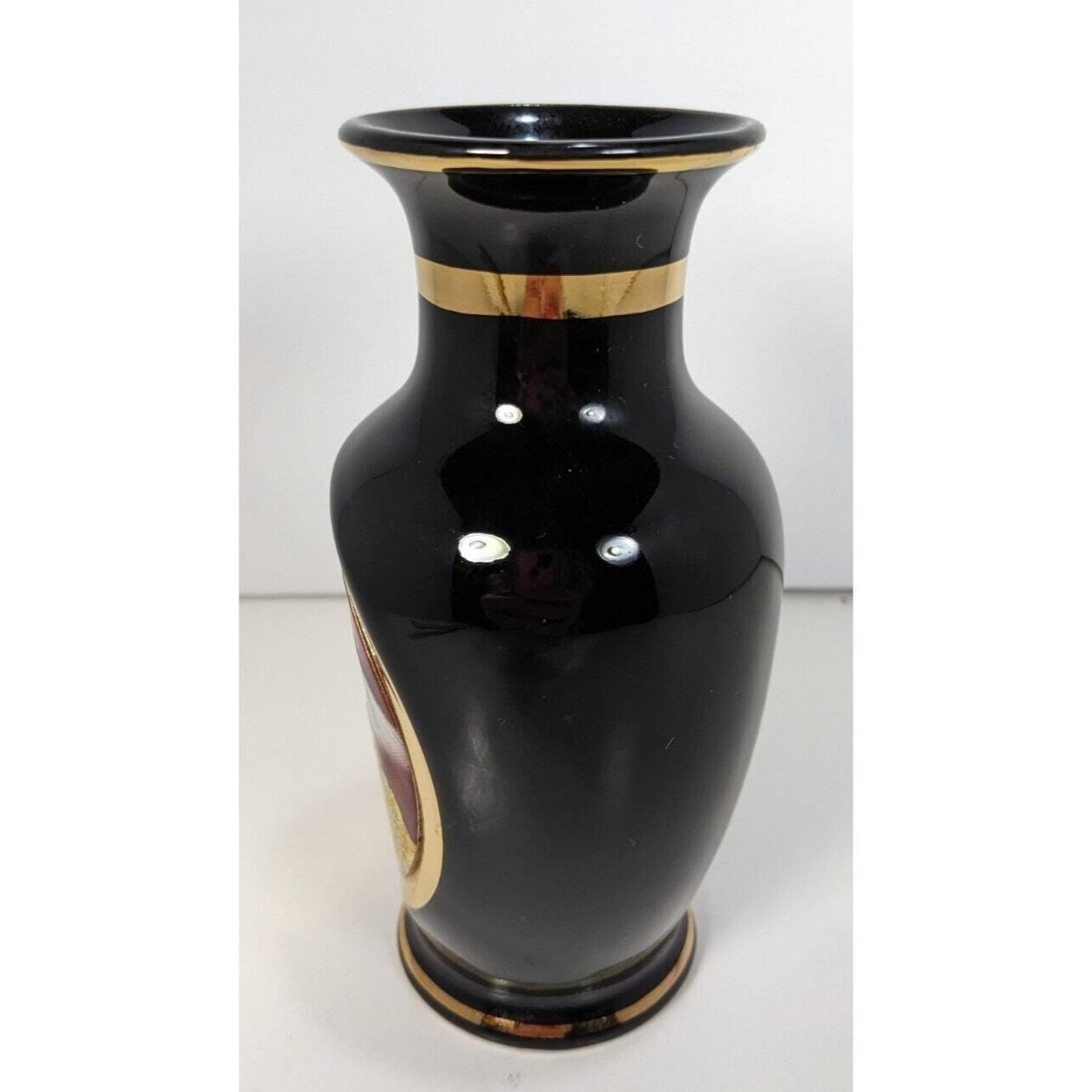Vintage Chokin Vase Pagoda Scene Gold Gilded Japan 6.25"