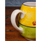 Vintage Ceramic Small Cherry Pitcher Yellow Green Hand Painted Country Kitchen