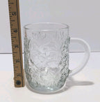 Set of 3 Princess House Fantasia Clear Glass Poinsettia Design Coffee Mug Cup