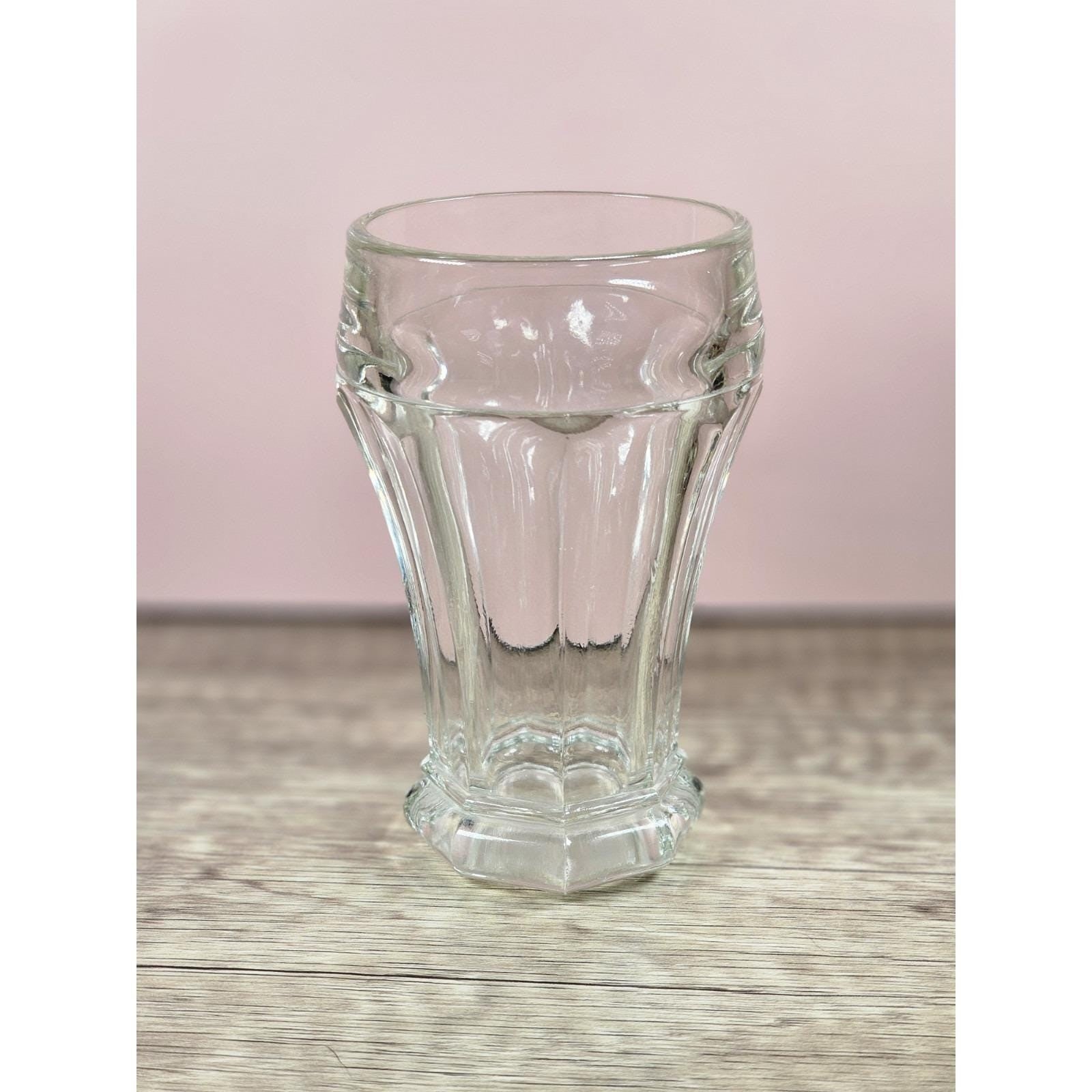 Vintage Crisa Paneled Glass Tumbler Clear Mid Century Drinkware 4 5/8"