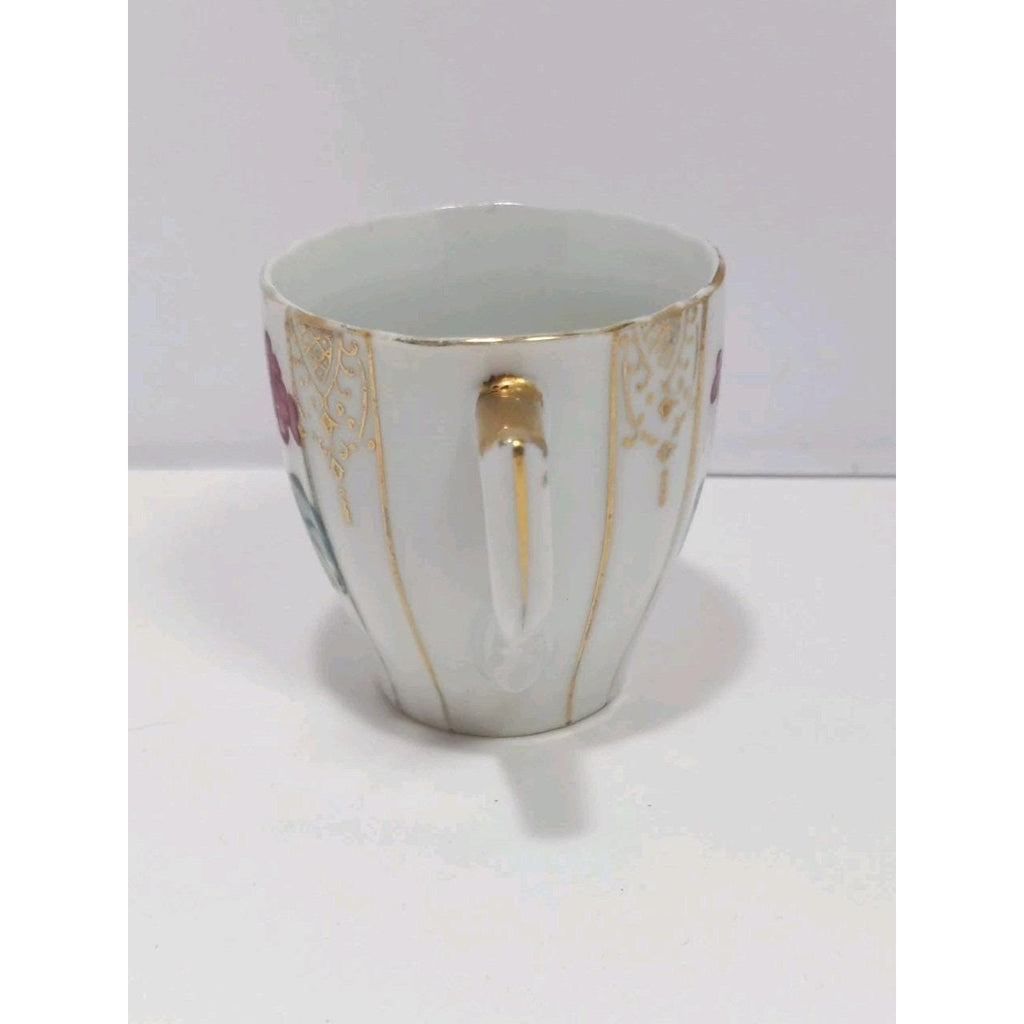 Ucagco Mini Tea Cup Occupied Japan Floral Gold Trim