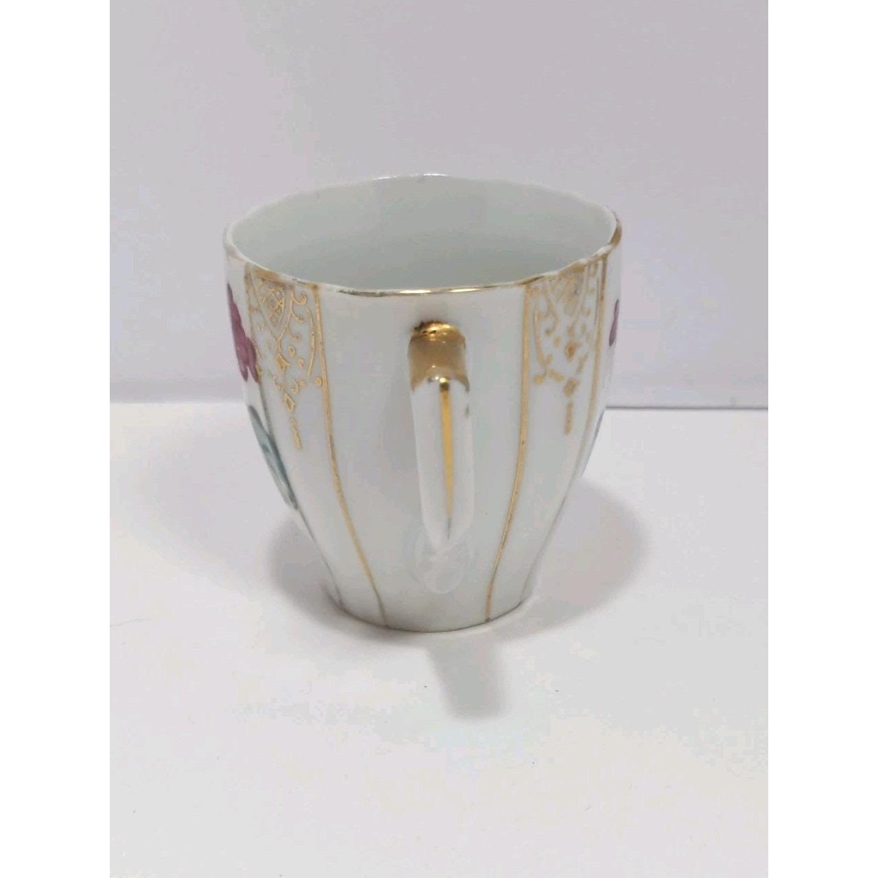 Ucagco Mini Tea Cup Occupied Japan Floral Gold Trim