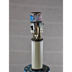 Vintage Hand Painted Wood Table Lamp Floral Blue Yellow Polka Dot