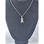 Vintage Sterling Silver Ribbon Pendant Necklace Small Charm