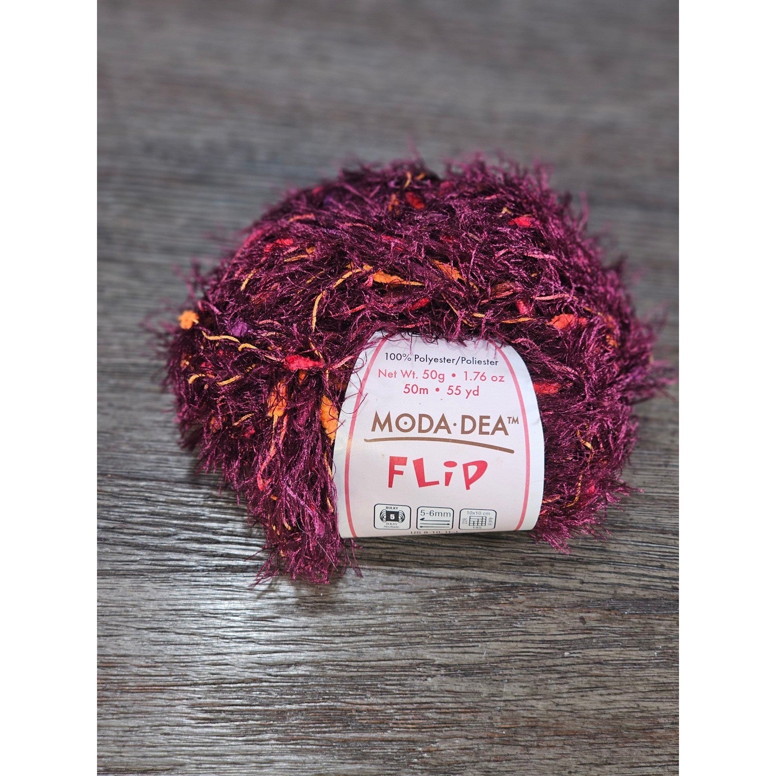 Vintage Moda Fil Eyelash Yarn Claret Red 50g Novelty Craft Yarn
