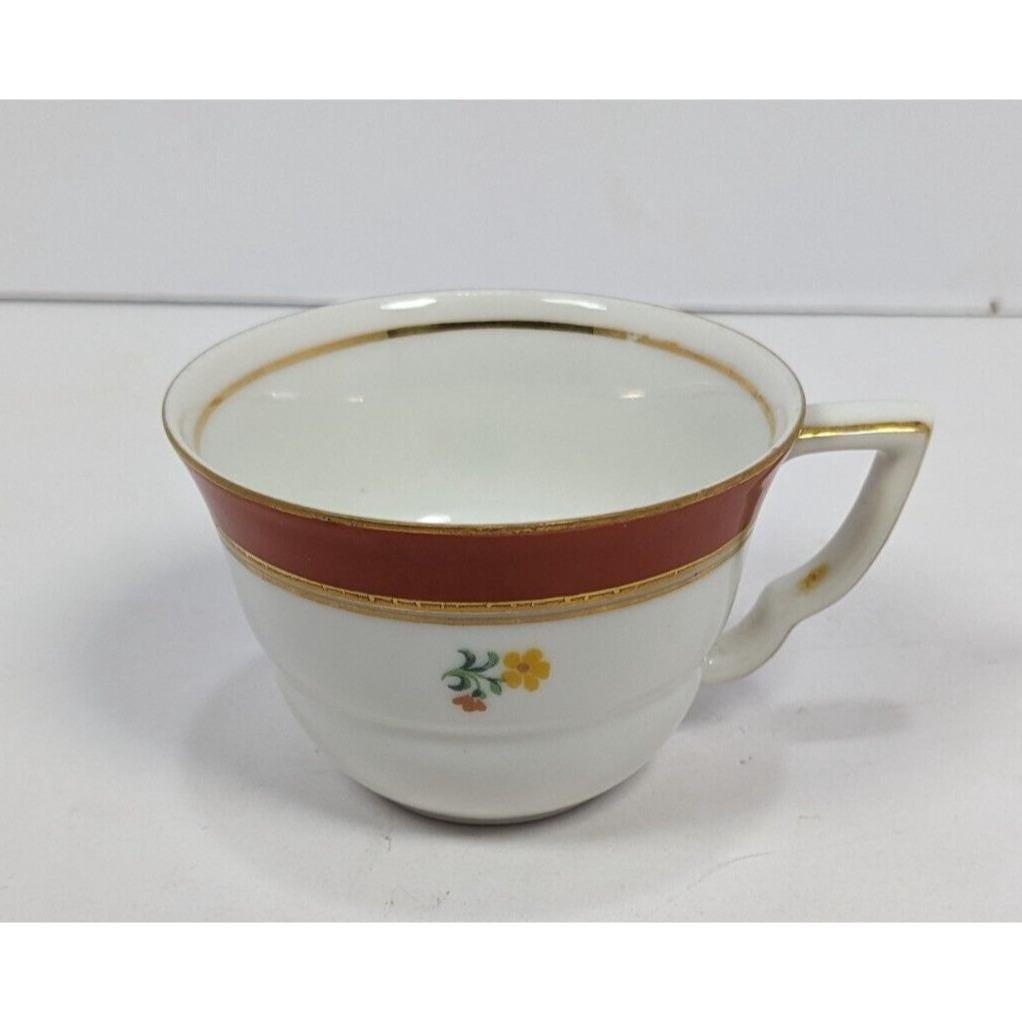 Condol Tea Cup and Saucer Maroon Gold Floral Vintage Set