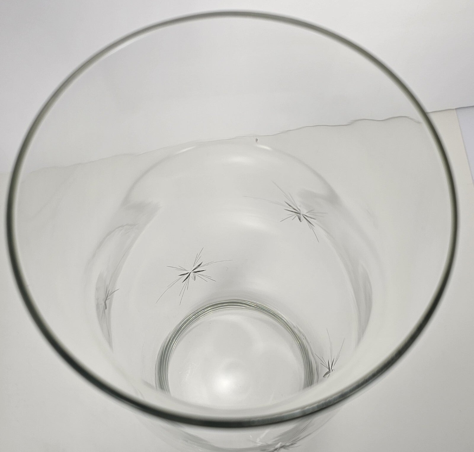 15″ Clear Glass Hurricane Vase – Starburst Etch Design, Tall Centerpiece