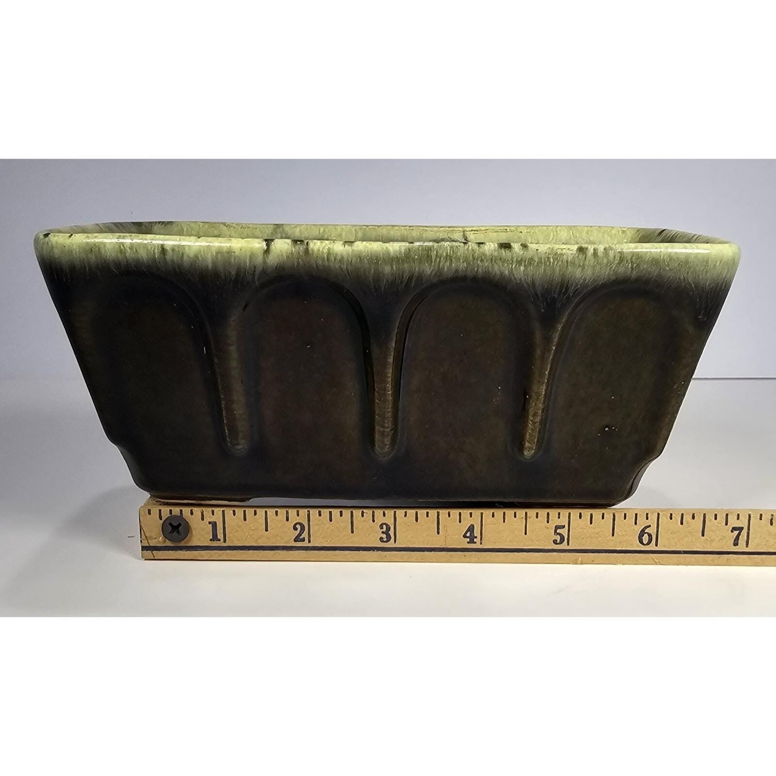 Vintage Hull USA F12 Planter Brown Green Drip Glaze Pottery