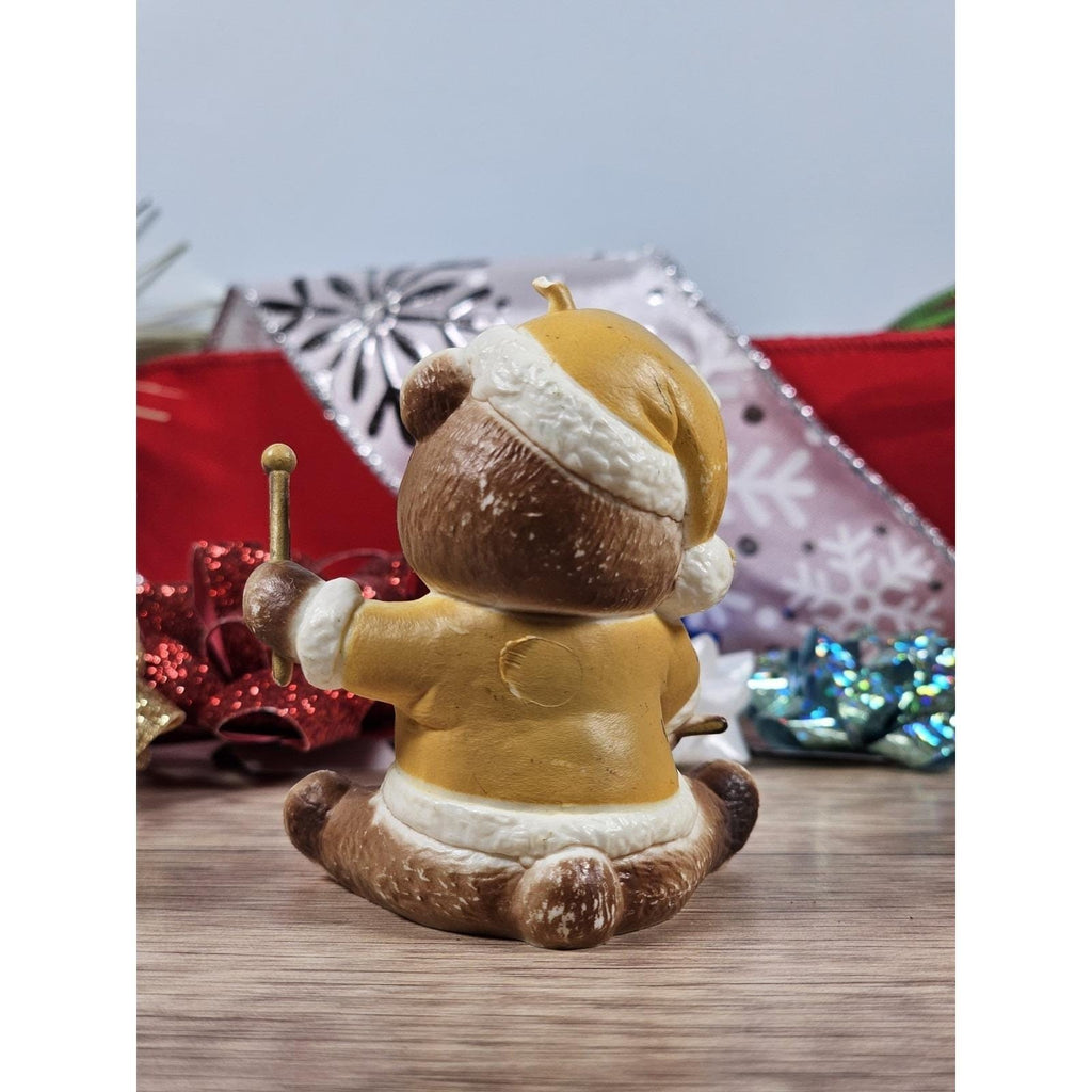 Vintage Teddy Bear Drum Ornament Hong Kong Yellow Coat