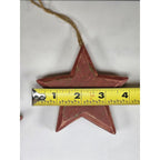 Set of 5 Rustic Wooden Stars | Burgundy Distressed Farmhouse Decor