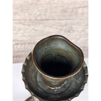 Antique Tinned Copper Candlestick Holder 12" Embossed Design