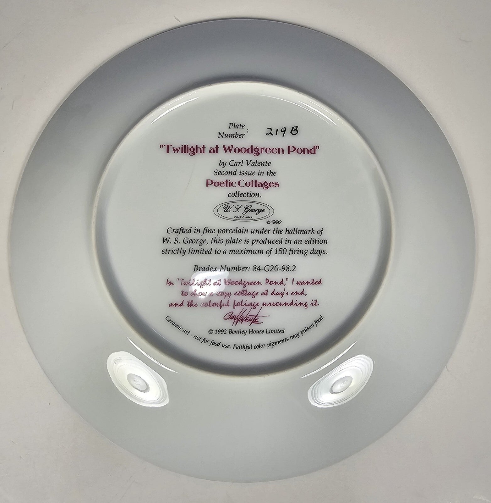 Twilight at Woodgreen Pond Carl Valente Decorative Plate Poetic Cottages