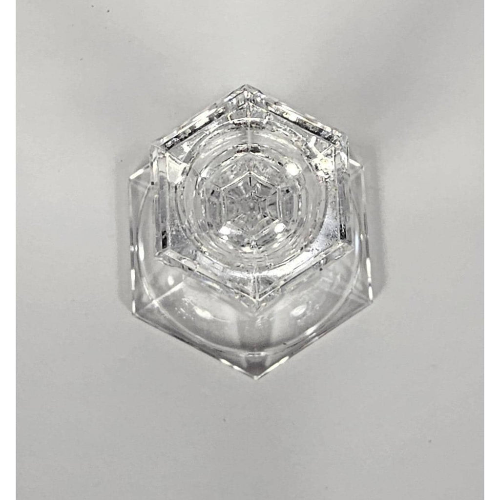Vintage Faceted Crystal Candlestick Holder Hexagonal Base 5 Inch