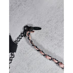 Vintage Pink Beaded Cluster Necklace with Ribbon Chain Detail